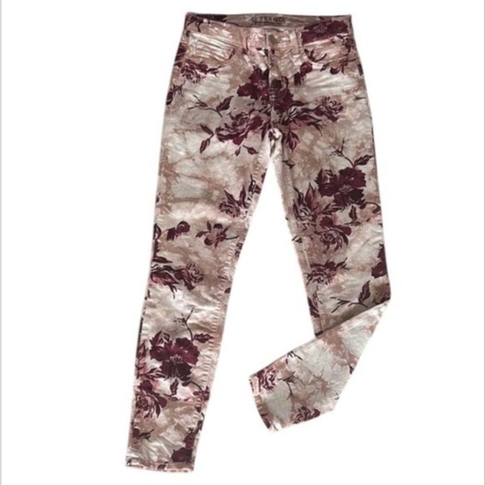 J Brand twisted seashell pink floral mid rise skinny jeans size 26